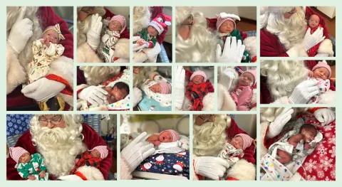 NICU babies get a visit from Santa and knit hats