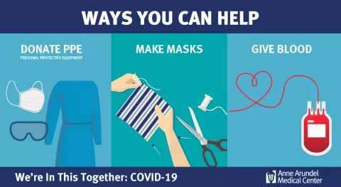 Donate PPE, Make Masks, Give Blood Illustration