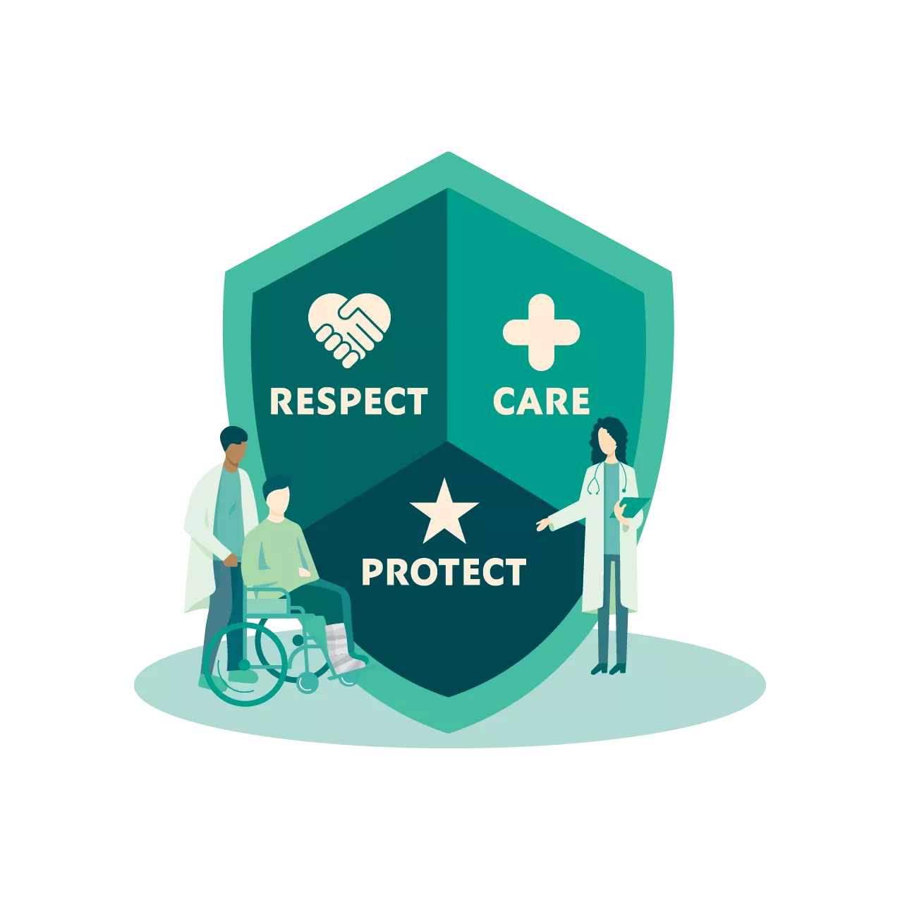 Respect care protect shield illustration_web