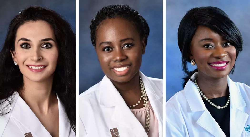 Left to right: Sozdar Abed, MD; Jonelle Samuel, MD; and Afua Nyanin, MD