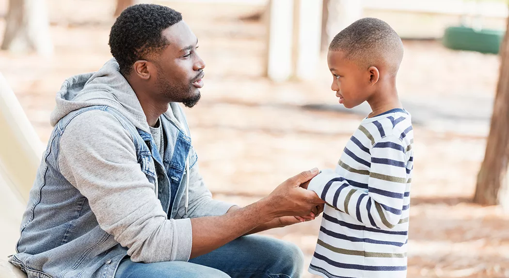 African-American Father talking to sonresizedforblog