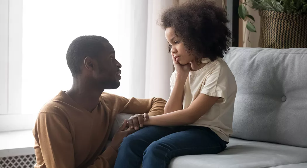 Parent talking to kid