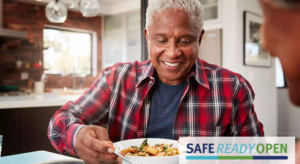 Man eating dinner