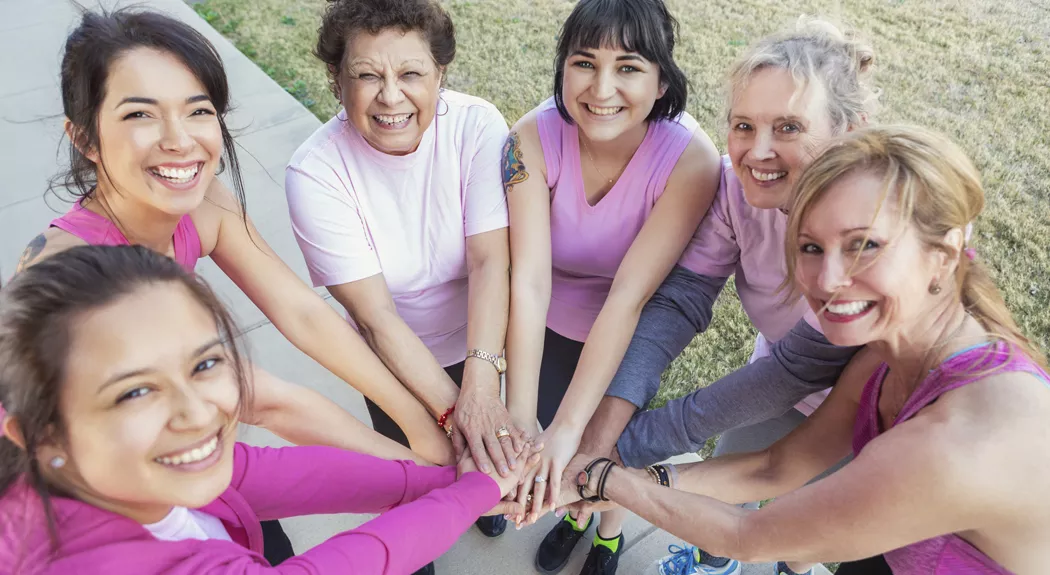 Team of women before charity event