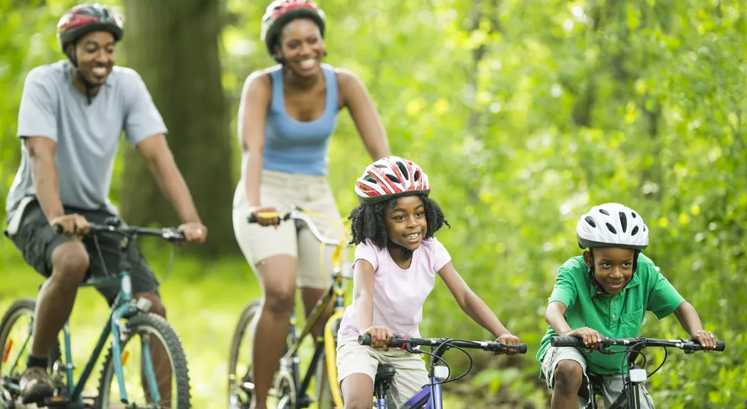 family biking