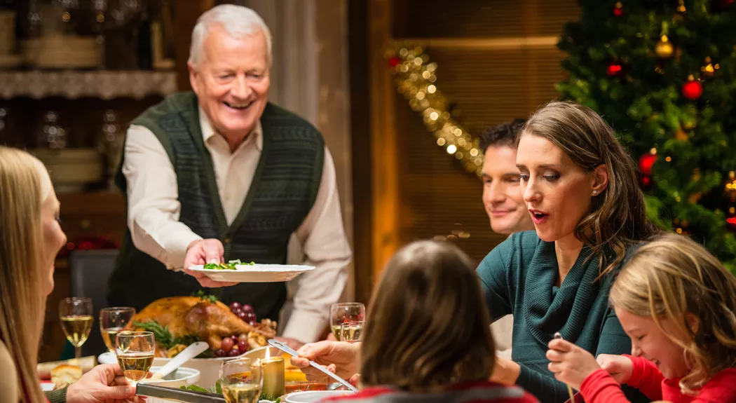 Family having Christmas dinner